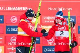 01.12.2023, Lillehammer, Norway (NOR): Gyda Westvold Hansen (NOR), Mari Leinan Lund (NOR), (l-r) - FIS world cup nordic combined women, individual gundersen HS98/5km, Lillehammer (NOR). www.nordicfocus.com. © Authamayou/NordicFocus. Every downloaded picture is fee-liable.