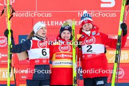 01.12.2023, Lillehammer, Norway (NOR): Ida Marie Hagen (NOR), Gyda Westvold Hansen (NOR), Mari Leinan Lund (NOR), (l-r) - FIS world cup nordic combined women, individual gundersen HS98/5km, Lillehammer (NOR). www.nordicfocus.com. © Authamayou/NordicFocus. Every downloaded picture is fee-liable.
