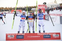 02.12.2023, Lillehammer, Norway (NOR): Ida Marie Hagen (NOR), Gyda Westvold Hansen (NOR), Mari Leinan Lund (NOR), (l-r)  - FIS world cup nordic combined women, individual gundersen HS98/5km, Lillehammer (NOR). www.nordicfocus.com. © Authamayou/NordicFocus. Every downloaded picture is fee-liable.
