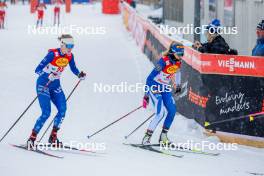 15.12.2023, Ramsau, Austria (AUT): Alexa Brabec (USA), Heta Hirvonen (FIN), (l-r)  - FIS world cup nordic combined women, individual gundersen HS98/5km, Ramsau (AUT). www.nordicfocus.com. © Volk/NordicFocus. Every downloaded picture is fee-liable.
