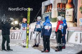 25.11.2023, Ruka, Finland (FIN): Stefan Kraft (AUT), Michael Hayboeck (AUT), Clemens Aigner (AUT), (l-r)  - FIS world cup ski jumping men, individual HS142, Ruka (FIN). www.nordicfocus.com. © Thibaut/NordicFocus. Every downloaded picture is fee-liable.