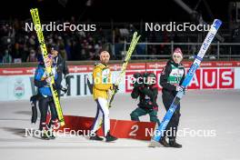 16.12.2023, Engelberg, Switzerland (SUI): Stefan Kraft (AUT), Pius Paschke (GER), Marius Lindvik (NOR), (l-r)  - FIS world cup ski jumping men, individual HS140, Engelberg (SUI). www.nordicfocus.com. © Thibaut/NordicFocus. Every downloaded picture is fee-liable