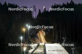 17.12.2023, Engelberg, Switzerland (SUI): The ski stadium before the second jump, with the moon rising from the forest- FIS world cup ski jumping men, individual HS140, Engelberg (SUI). www.nordicfocus.com. © Thibaut/NordicFocus. Every downloaded picture is fee-liable