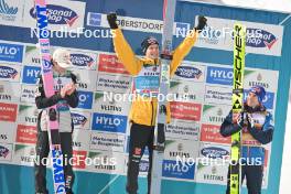 29.12.2023, Oberstdorf, Germany (GER): Ryoyu Kobayashi (JPN), Andreas Wellinger (GER), Stefan Kraft (AUT), (l-r) - FIS world cup ski jumping men, four hills tournament, individual HS137, Oberstdorf (GER). www.nordicfocus.com. © Reichert/NordicFocus. Every downloaded picture is fee-liable.
