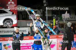 30.12.2023, Garmisch, Germany (GER): Ema Klinec (SLO), Nika Prevc (SLO), Nika Kriznar (SLO), (l-r) - FIS world cup ski jumping women, individual HS142, Garmisch (GER). www.nordicfocus.com. © Reichert/NordicFocus. Every downloaded picture is fee-liable
