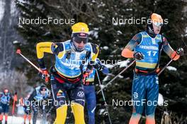 29.01.2023, Trentino, Italy (ITA): Herman Paus (NOR), Mattis Stenshagen (NOR), (l-r) - Ski Classics Marcialonga, Trentino (ITA). www.nordicfocus.com. © Vanzetta/NordicFocus. Every downloaded picture is fee-liable.