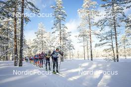 18.02.2023, Groenklitt, Sweden (SWE): Stakston Petter (NOR), Hoel Johan (NOR), Persson Emil (SWE), Asle Gjerdalen Tord (NOR), (l-r)  - Ski Classics Criterium Orsa Groenklitt - Groenklitt (SWE). www.nordicfocus.com. © Thibaut/NordicFocus. Every downloaded picture is fee-liable.