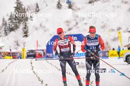09.12.2023, Bad Gastein, Austria (AUT): Johan Hoel (NOR), Kasper Stadaas (NOR), (l-r) - Visma Ski Classics Bad Gastein PTT - Bad Gastein (AUT). www.nordicfocus.com. © Reichert/NordicFocus. Every downloaded picture is fee-liable.