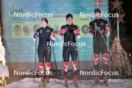 09.12.2023, Bad Gastein, Austria (AUT): Niina Virtanen (FIN), Ebba Johansson (SWE), Sune Elmose (DAN), (l-r) - Ski Classics Bad Gastein PTT - Bad Gastein (AUT). www.nordicfocus.com. © Reichert/NordicFocus. Every downloaded picture is fee-liable.