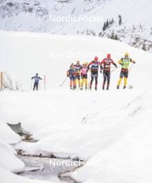 10.12.2023, Bad Gastein, Austria (AUT): Max Novak (SWE), Amund Riege (NOR), Kasper Stadaas (NOR), Johan Hoel (NOR), Alfred Buskqvist (SWE), (l-r) - Ski Classics Bad Gastein Criterium - Bad Gastein (AUT). www.nordicfocus.com. © Reichert/NordicFocus. Every downloaded picture is fee-liable.