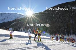 16.12.2023, Val Venosta, Italy (ITA): Thomas Odegaarden (NOR), Morten Eide Pedersen (NOR), Kasper Stadaas (NOR), Alfred Buskqvist (SWE), Amund Riege (NOR), Johan Hoel (NOR), Eirik Sverdrup Augdal (NOR), Herman Paus (NOR), Amund Hoel (NOR), (l-r) - Ski Classics La Venosta Criterium - Val Venosta (ITA). www.nordicfocus.com. © Reichert/NordicFocus. Every downloaded picture is fee-liable.