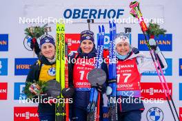 06.01.2024, Oberhof, Germany (GER): Justine Braisaz-Bouchet (FRA), Julia Simon (FRA), Ingrid Landmark Tandrevold (NOR), (l-r) - IBU World Cup Biathlon, pursuit women, Oberhof (GER). www.nordicfocus.com. © Thibaut/NordicFocus. Every downloaded picture is fee-liable.