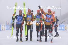 07.01.2024, Oberhof, Germany (GER): Philipp Horn (GER), Philipp Nawrath (GER), Benedikt Doll (GER), Roman Rees (GER), (l-r) - IBU World Cup Biathlon, relay men, Oberhof (GER). www.nordicfocus.com. © Manzoni/NordicFocus. Every downloaded picture is fee-liable.