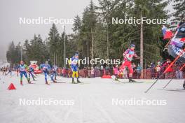 07.01.2024, Oberhof, Germany (GER): Miha Dovzan (SLO), Emil Nykvist (SWE), David Komatz (AUT), (l-r) - IBU World Cup Biathlon, relay men, Oberhof (GER). www.nordicfocus.com. © Thibaut/NordicFocus. Every downloaded picture is fee-liable.