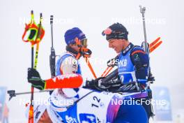07.01.2024, Oberhof, Germany (GER): Jeremy Finello (SUI), Quentin Fillon Maillet (FRA), (l-r) - IBU World Cup Biathlon, relay men, Oberhof (GER). www.nordicfocus.com. © Manzoni/NordicFocus. Every downloaded picture is fee-liable.