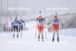 07.01.2024, Oberhof, Germany (GER): Lena Haecki-Gross (SUI), Amy Baserga (SUI), (l-r) - IBU World Cup Biathlon, relay women, Oberhof (GER). www.nordicfocus.com. © Manzoni/NordicFocus. Every downloaded picture is fee-liable.