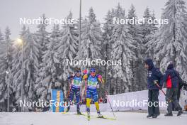 07.01.2024, Oberhof, Germany (GER): Justine Braisaz-Bouchet (FRA), Linn Persson (SWE), (l-r) - IBU World Cup Biathlon, relay women, Oberhof (GER). www.nordicfocus.com. © Thibaut/NordicFocus. Every downloaded picture is fee-liable.