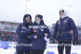 07.01.2024, Oberhof, Germany (GER): Lou Jeanmonnot (FRA), Sophie Chauveau (FRA), Justine Braisaz-Bouchet (FRA), (l-r) - IBU World Cup Biathlon, relay women, Oberhof (GER). www.nordicfocus.com. © Manzoni/NordicFocus. Every downloaded picture is fee-liable.