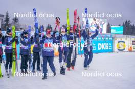 07.01.2024, Oberhof, Germany (GER): Juni Arnekleiv (NOR), Marit Ishol Skogan (NOR), Karoline Offigstad Knotten (NOR), Ingrid Landmark Tandrevold (NOR), (l-r) - IBU World Cup Biathlon, relay women, Oberhof (GER). www.nordicfocus.com. © Thibaut/NordicFocus. Every downloaded picture is fee-liable.
