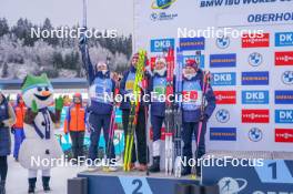 07.01.2024, Oberhof, Germany (GER): Juni Arnekleiv (NOR), Marit Ishol Skogan (NOR), Karoline Offigstad Knotten (NOR), Ingrid Landmark Tandrevold (NOR), (l-r) - IBU World Cup Biathlon, relay women, Oberhof (GER). www.nordicfocus.com. © Thibaut/NordicFocus. Every downloaded picture is fee-liable.
