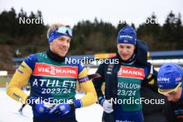 04.01.2024, Oberhof, Germany (GER): Victor Brandt (SWE), Martin Ponsiluoma (SWE), (l-r) - IBU World Cup Biathlon, training, Oberhof (GER). www.nordicfocus.com. © Manzoni/NordicFocus. Every downloaded picture is fee-liable.