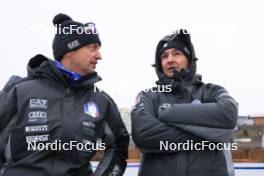 04.01.2024, Oberhof, Germany (GER): Alexander Inderst (ITA), coach Team Italy, Klaus Hoellgrigl (ITA), (l-r) - IBU World Cup Biathlon, training, Oberhof (GER). www.nordicfocus.com. © Manzoni/NordicFocus. Every downloaded picture is fee-liable.