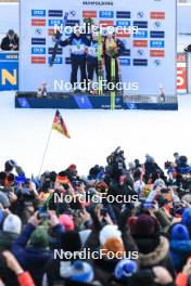 14.01.2024, Ruhpolding, Germany (GER): Vetle Sjaastad Christiansen (NOR), Johannes Dale-Skjevdal (NOR), Johannes Thingnes Boe (NOR), (l-r) - IBU World Cup Biathlon, pursuit men, Ruhpolding (GER). www.nordicfocus.com. © Manzoni/NordicFocus. Every downloaded picture is fee-liable.