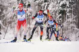 14.01.2024, Ruhpolding, Germany (GER): Sebastian Stalder (SUI), Philipp Nawrath (GER), Johannes Kuehn (GER), (l-r) - IBU World Cup Biathlon, pursuit men, Ruhpolding (GER). www.nordicfocus.com. © Thibaut/NordicFocus. Every downloaded picture is fee-liable.