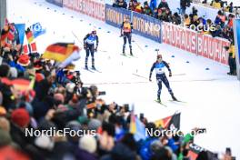 14.01.2024, Ruhpolding, Germany (GER): Vetle Sjaastad Christiansen (NOR), Johannes Thingnes Boe (NOR), Johannes Dale-Skjevdal (NOR), (l-r) - IBU World Cup Biathlon, pursuit men, Ruhpolding (GER). www.nordicfocus.com. © Manzoni/NordicFocus. Every downloaded picture is fee-liable.