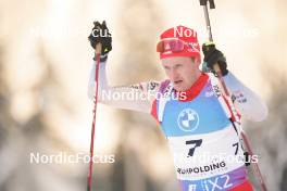 14.01.2024, Ruhpolding, Germany (GER): Sebastian Stalder (SUI) - IBU World Cup Biathlon, pursuit men, Ruhpolding (GER). www.nordicfocus.com. © Thibaut/NordicFocus. Every downloaded picture is fee-liable.