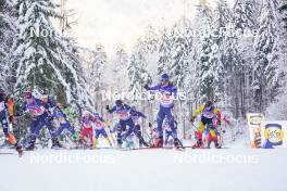 11.01.2024, Ruhpolding, Germany (GER): Sturla Holm Laegreid (NOR), Elia Zeni (ITA), Campbell Wright (USA), (l-r) - IBU World Cup Biathlon, relay men, Ruhpolding (GER). www.nordicfocus.com. © Thibaut/NordicFocus. Every downloaded picture is fee-liable.