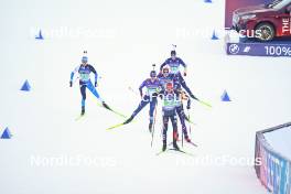 11.01.2024, Ruhpolding, Germany (GER): Kristo Siimer (EST), Sean Doherty (USA), Johannes Kuehn (GER), (l-r) - IBU World Cup Biathlon, relay men, Ruhpolding (GER). www.nordicfocus.com. © Thibaut/NordicFocus. Every downloaded picture is fee-liable.