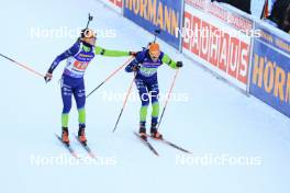 11.01.2024, Ruhpolding, Germany (GER): Miha Dovzan (SLO), Lovro Planko (SLO), (l-r) - IBU World Cup Biathlon, relay men, Ruhpolding (GER). www.nordicfocus.com. © Manzoni/NordicFocus. Every downloaded picture is fee-liable.