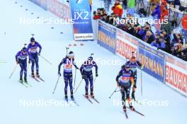 11.01.2024, Ruhpolding, Germany (GER): Sean Doherty (USA), Campbell Wright (USA), Eric Perrot (FRA), Emilien Jacquelin (FRA), Justus Strelow (GER), Johannes Kuehn (GER), (l-r) - IBU World Cup Biathlon, relay men, Ruhpolding (GER). www.nordicfocus.com. © Manzoni/NordicFocus. Every downloaded picture is fee-liable.