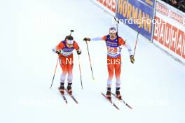 11.01.2024, Ruhpolding, Germany (GER): Christian Gow (CAN), Adam Runnalls (CAN), (l-r) - IBU World Cup Biathlon, relay men, Ruhpolding (GER). www.nordicfocus.com. © Manzoni/NordicFocus. Every downloaded picture is fee-liable.