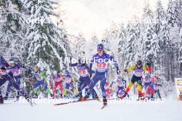 11.01.2024, Ruhpolding, Germany (GER): Sturla Holm Laegreid (NOR), Elia Zeni (ITA), Campbell Wright (USA), (l-r) - IBU World Cup Biathlon, relay men, Ruhpolding (GER). www.nordicfocus.com. © Thibaut/NordicFocus. Every downloaded picture is fee-liable.