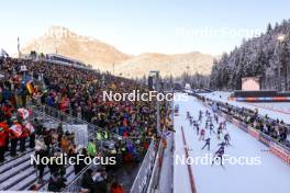 11.01.2024, Ruhpolding, Germany (GER): Event Feature: Race start - IBU World Cup Biathlon, relay men, Ruhpolding (GER). www.nordicfocus.com. © Manzoni/NordicFocus. Every downloaded picture is fee-liable.