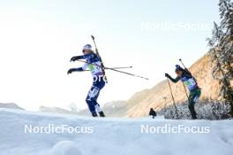 11.01.2024, Ruhpolding, Germany (GER): Otto Invenius (FIN), Vytautas Strolia (LTU), (l-r) - IBU World Cup Biathlon, relay men, Ruhpolding (GER). www.nordicfocus.com. © Manzoni/NordicFocus. Every downloaded picture is fee-liable.