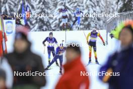11.01.2024, Ruhpolding, Germany (GER): Asset Dyussenov (KAZ), Jake Brown (USA), Marek Mackels (BEL), (l-r) - IBU World Cup Biathlon, relay men, Ruhpolding (GER). www.nordicfocus.com. © Manzoni/NordicFocus. Every downloaded picture is fee-liable.