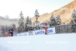 11.01.2024, Ruhpolding, Germany (GER): Emilien Jacquelin (FRA), Simon Eder (AUT), (l-r) - IBU World Cup Biathlon, relay men, Ruhpolding (GER). www.nordicfocus.com. © Manzoni/NordicFocus. Every downloaded picture is fee-liable.