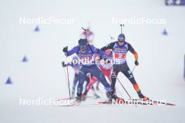 11.01.2024, Ruhpolding, Germany (GER): Campbell Wright (USA), Justus Strelow (GER), (l-r) - IBU World Cup Biathlon, relay men, Ruhpolding (GER). www.nordicfocus.com. © Thibaut/NordicFocus. Every downloaded picture is fee-liable.