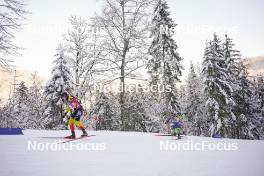 11.01.2024, Ruhpolding, Germany (GER): Florent Claude (BEL), Miha Dovzan (SLO), (l-r) - IBU World Cup Biathlon, relay men, Ruhpolding (GER). www.nordicfocus.com. © Thibaut/NordicFocus. Every downloaded picture is fee-liable.