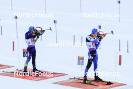 11.01.2024, Ruhpolding, Germany (GER): Alexandr Mukhin (KAZ), Rene Zahkna (EST), (l-r) - IBU World Cup Biathlon, relay men, Ruhpolding (GER). www.nordicfocus.com. © Manzoni/NordicFocus. Every downloaded picture is fee-liable.