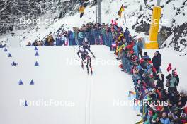 11.01.2024, Ruhpolding, Germany (GER): Tarjei Boe (NOR), Fabien Claude (FRA), Benedikt Doll (GER), (l-r) - IBU World Cup Biathlon, relay men, Ruhpolding (GER). www.nordicfocus.com. © Thibaut/NordicFocus. Every downloaded picture is fee-liable.