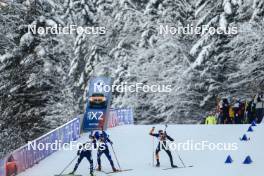 11.01.2024, Ruhpolding, Germany (GER): Tarjei Boe (NOR), Fabien Claude (FRA), Benedikt Doll (GER), (l-r) - IBU World Cup Biathlon, relay men, Ruhpolding (GER). www.nordicfocus.com. © Manzoni/NordicFocus. Every downloaded picture is fee-liable.