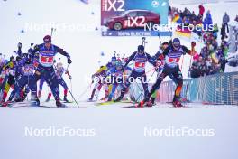 11.01.2024, Ruhpolding, Germany (GER): Sturla Holm Laegreid (NOR), Elia Zeni (ITA), Justus Strelow (GER), (l-r) - IBU World Cup Biathlon, relay men, Ruhpolding (GER). www.nordicfocus.com. © Thibaut/NordicFocus. Every downloaded picture is fee-liable.