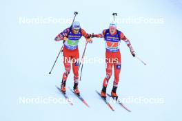 11.01.2024, Ruhpolding, Germany (GER): Simon Eder (AUT), Dominic Unterweger (AUT), (l-r) - IBU World Cup Biathlon, relay men, Ruhpolding (GER). www.nordicfocus.com. © Manzoni/NordicFocus. Every downloaded picture is fee-liable.