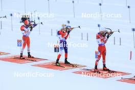 11.01.2024, Ruhpolding, Germany (GER): Adam Runnalls (CAN), Tomas Mikyska (CZE), Dominic Unterweger (AUT), (l-r) - IBU World Cup Biathlon, relay men, Ruhpolding (GER). www.nordicfocus.com. © Manzoni/NordicFocus. Every downloaded picture is fee-liable.