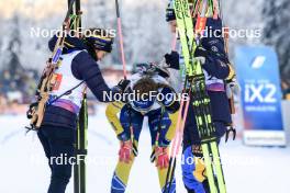 10.01.2024, Ruhpolding, Germany (GER): Anna Magnusson (SWE), Elvira Oeberg (SWE), Linn Persson (SWE), (l-r) - IBU World Cup Biathlon, relay women, Ruhpolding (GER). www.nordicfocus.com. © Manzoni/NordicFocus. Every downloaded picture is fee-liable.