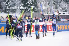 10.01.2024, Ruhpolding, Germany (GER): ++, Anna Magnusson (SWE), Linn Persson (SWE), Mona Brorsson (SWE), Elvira Oeberg (SWE), (l-r) - IBU World Cup Biathlon, relay women, Ruhpolding (GER). www.nordicfocus.com. © Thibaut/NordicFocus. Every downloaded picture is fee-liable.